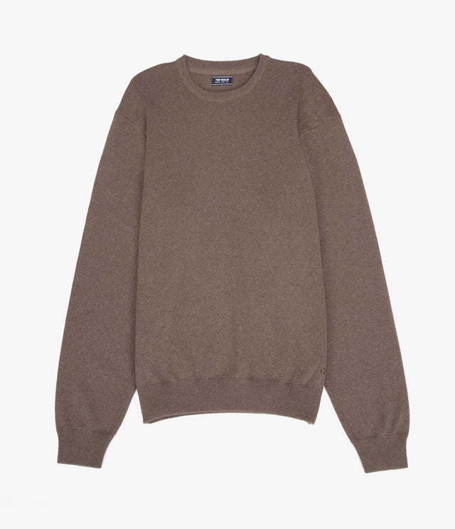 Sweater Hombre Algodón con Lana Merino Cuello Redondo Café