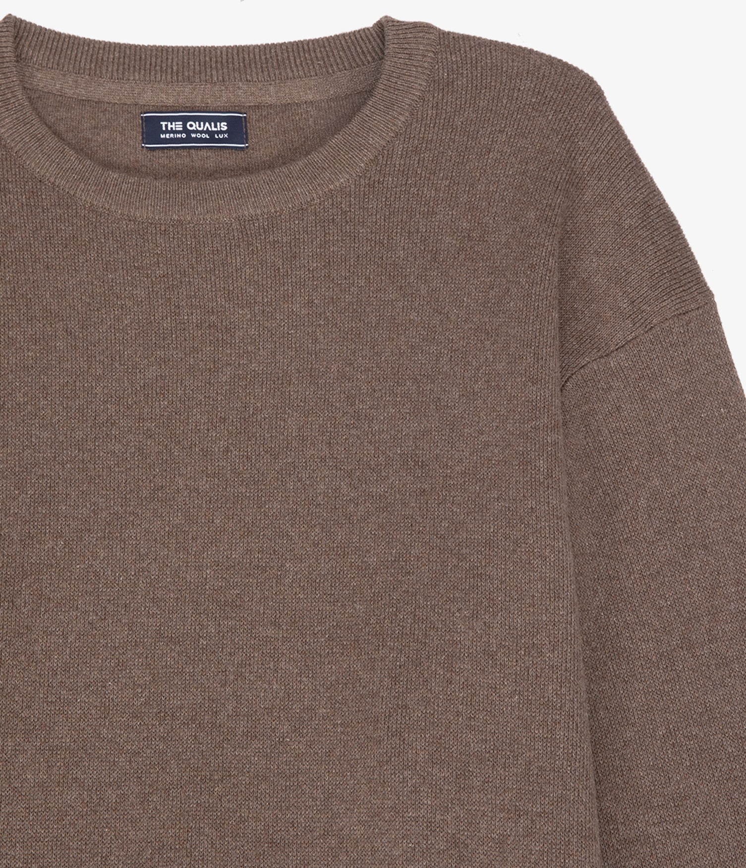 Sweater Hombre Algodón con Lana Merino Cuello Redondo Café