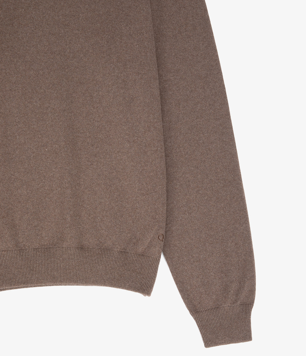 Sweater Hombre Algodón con Lana Merino Cuello Redondo Café