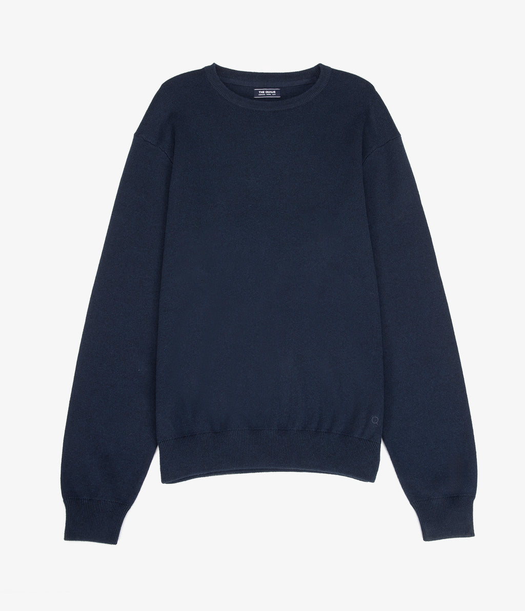 Sweater Hombre Algodón con Lana Merino Cuello Redondo Azul Marino
