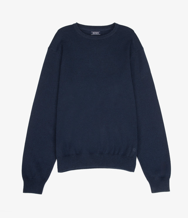 Sweater Hombre Algodón con Lana Merino Cuello Redondo Azul Marino