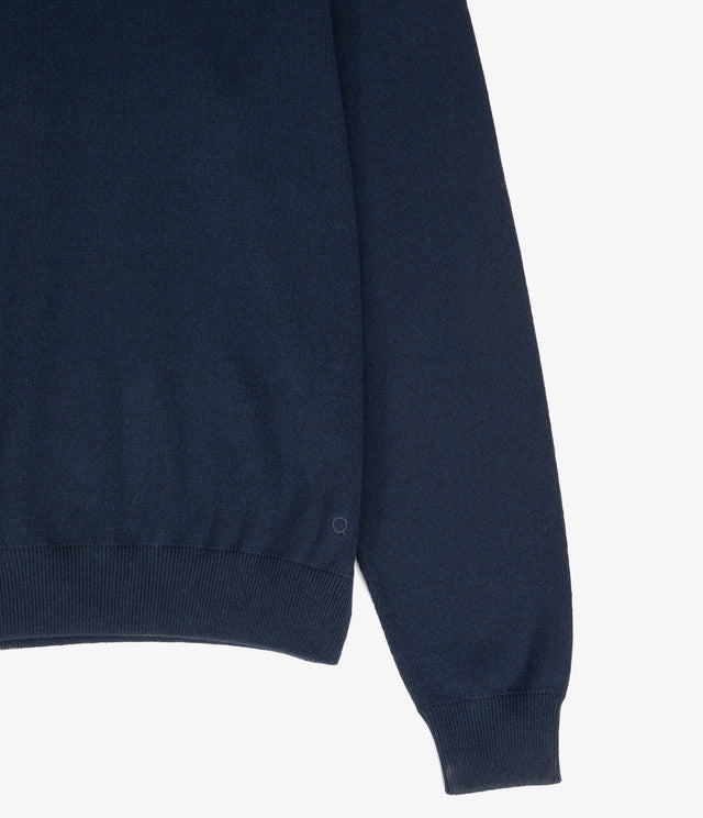 Sweater Hombre Algodón con Lana Merino Cuello Redondo Azul Marino
