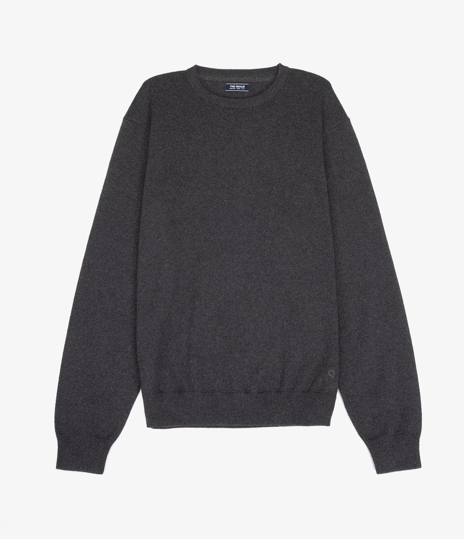 Sweater Hombre Algodón con Lana Merino Cuello Redondo Gris Marengo