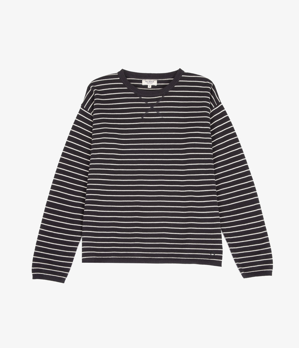 Polerón Tejido Mujer 100% algodón Rayado Navy