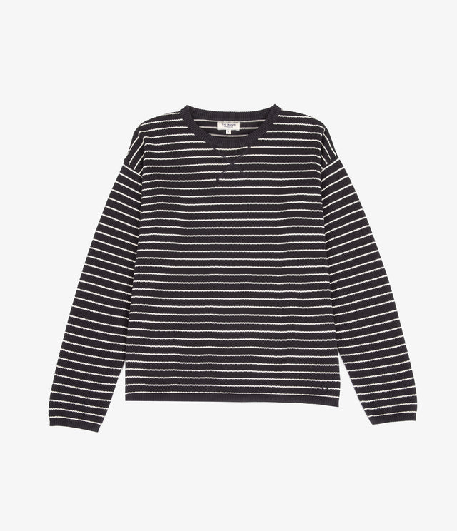 Polerón Tejido Mujer 100% algodón Rayado Navy