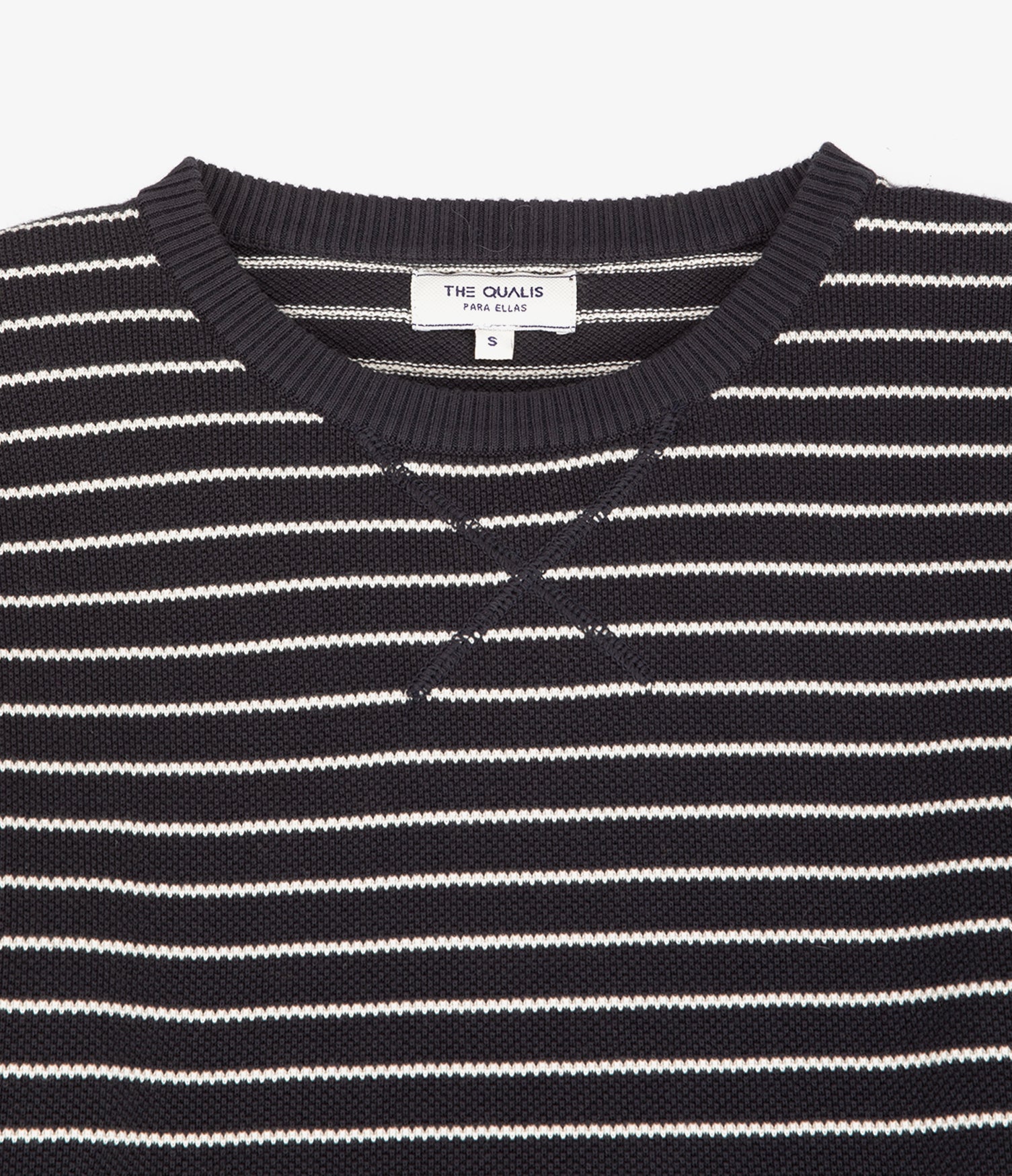Polerón Tejido Mujer 100% algodón Rayado Navy
