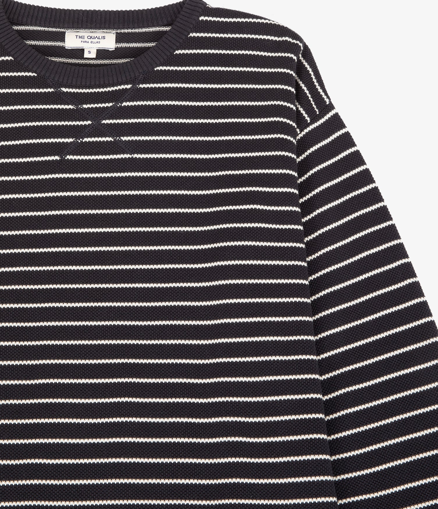Polerón Tejido Mujer 100% algodón Rayado Navy