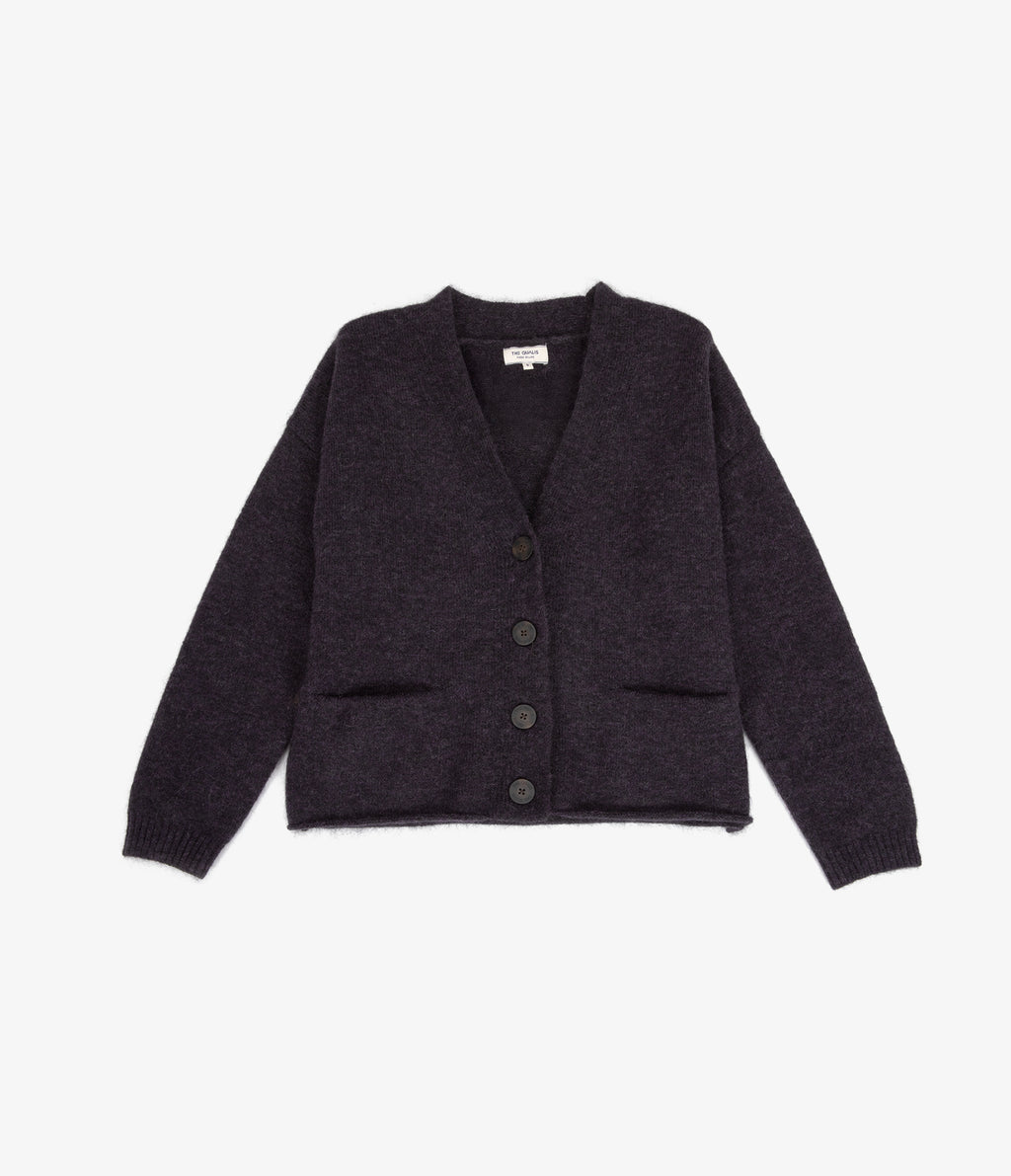 Cárdigan Mujer Mohair Lana Mia Morado Melange