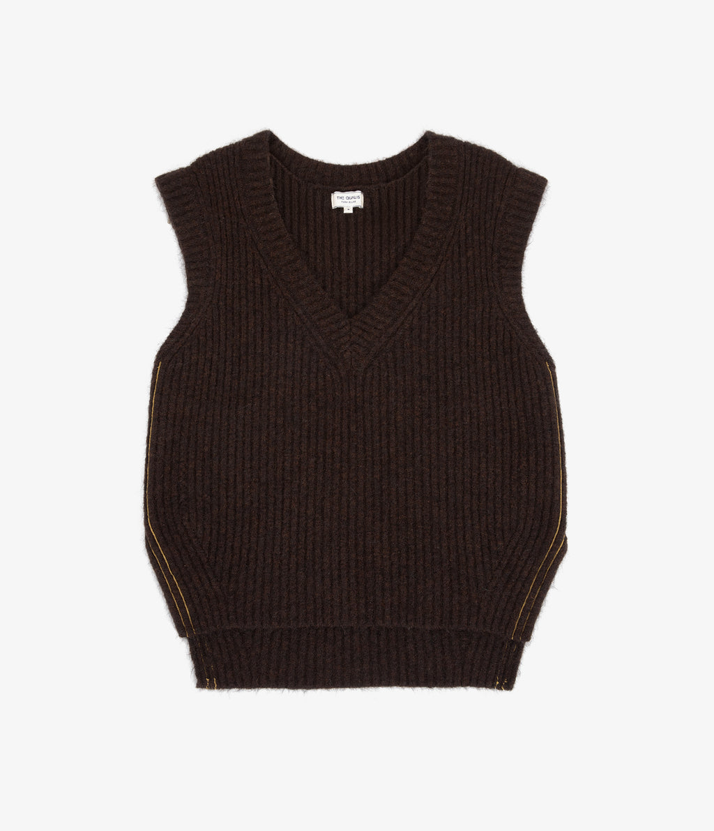 Sweater Mujer Mohair Lana Sin Mangas Café