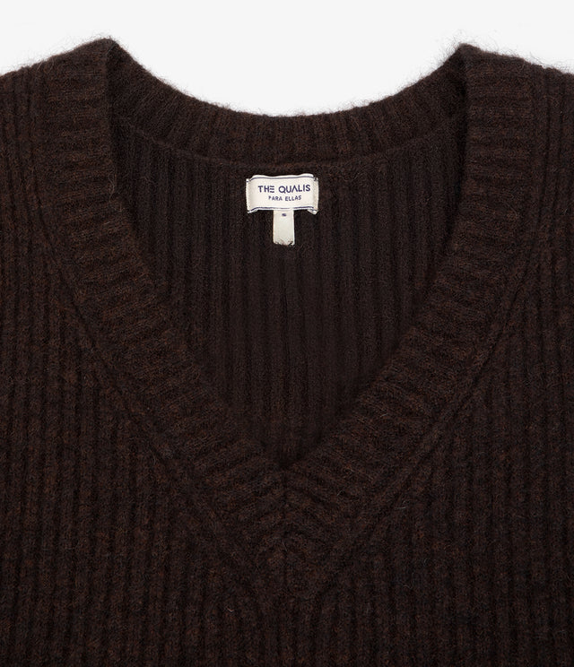 Sweater Mujer Mohair Lana Sin Mangas Café
