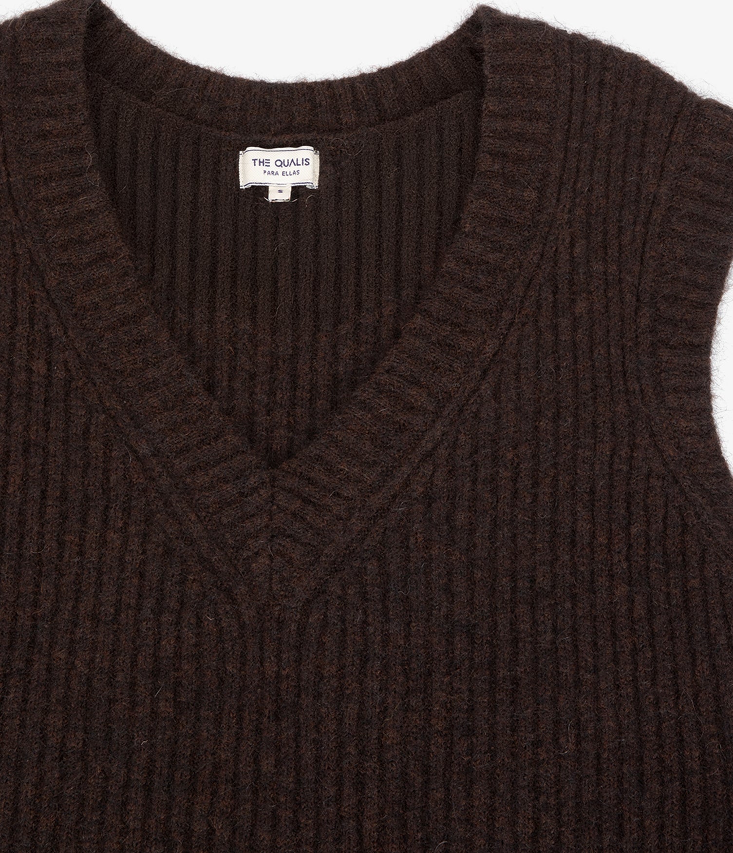 Sweater Mujer Mohair Lana Sin Mangas Café