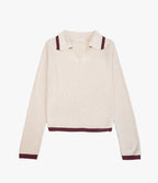 Sweater Mujer Algodón Lucca Ecru Burdeo