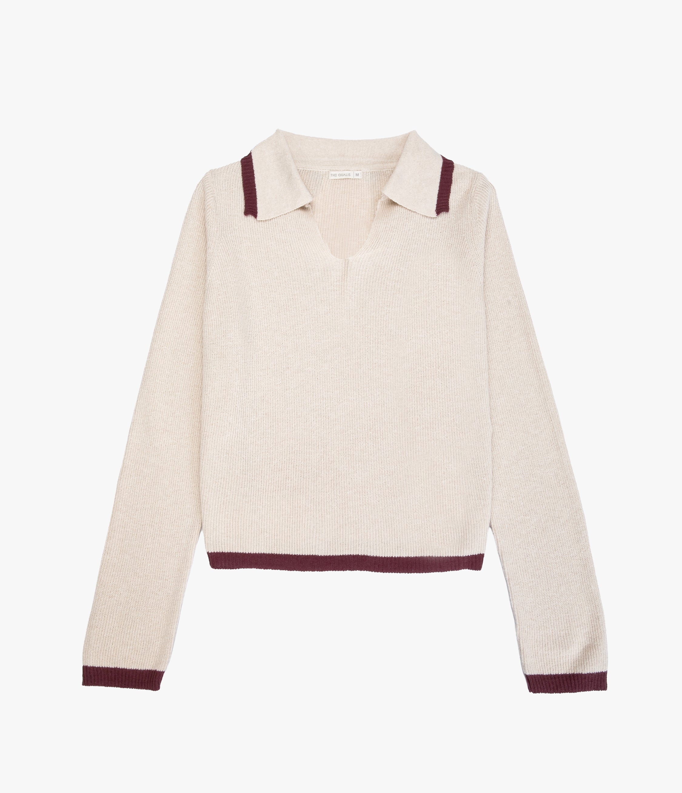 Sweater Mujer Algodón Lucca Ecru Burdeo