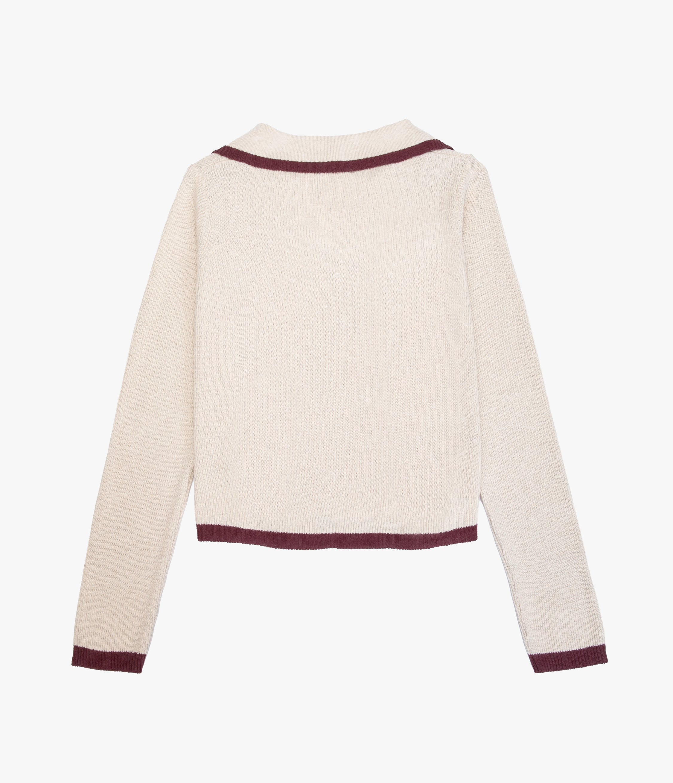Sweater Mujer Algodón Lucca Ecru Burdeo
