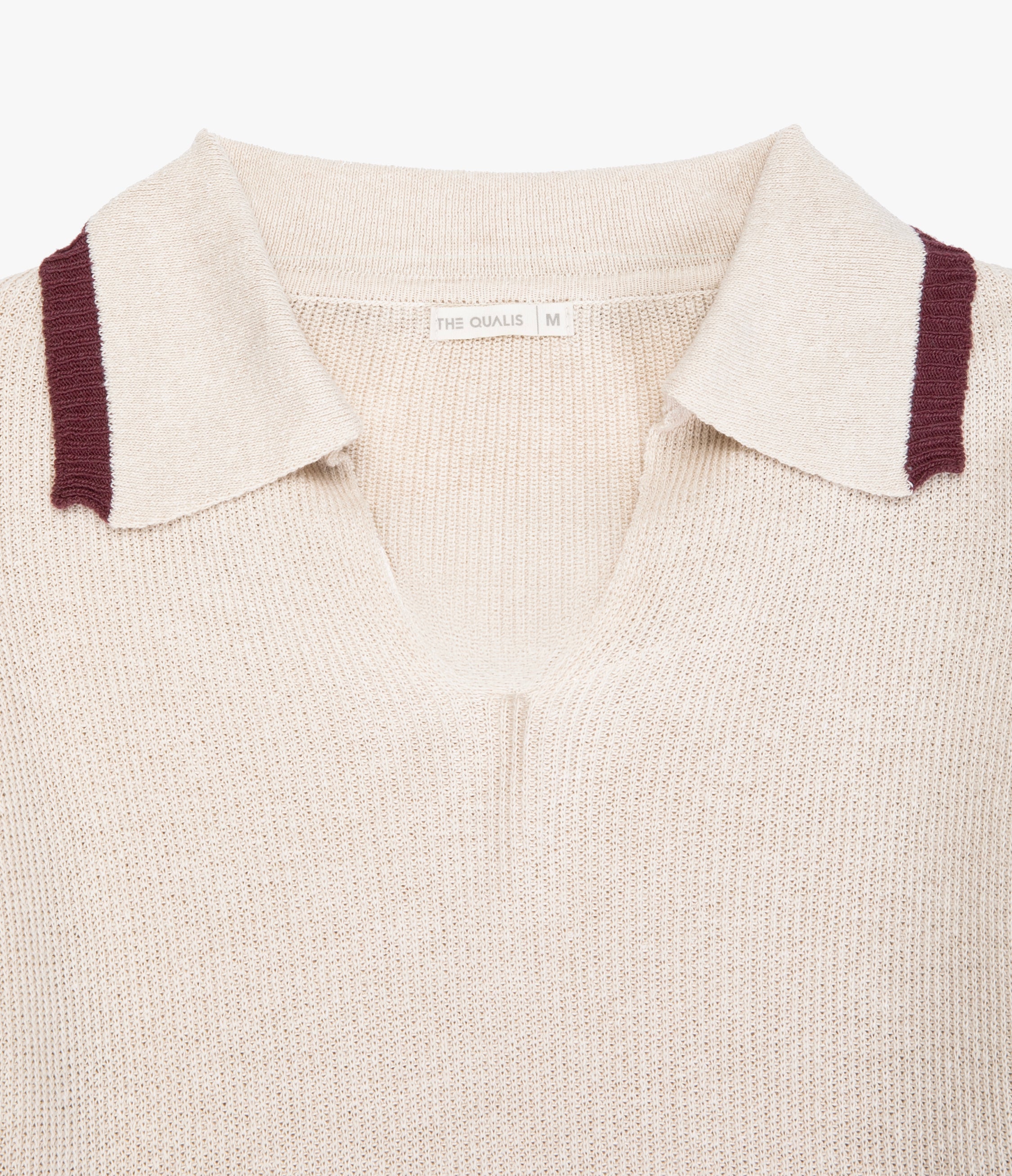 Sweater Mujer Algodón Lucca Ecru Burdeo