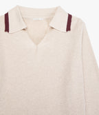 Sweater Mujer Algodón Lucca Ecru Burdeo