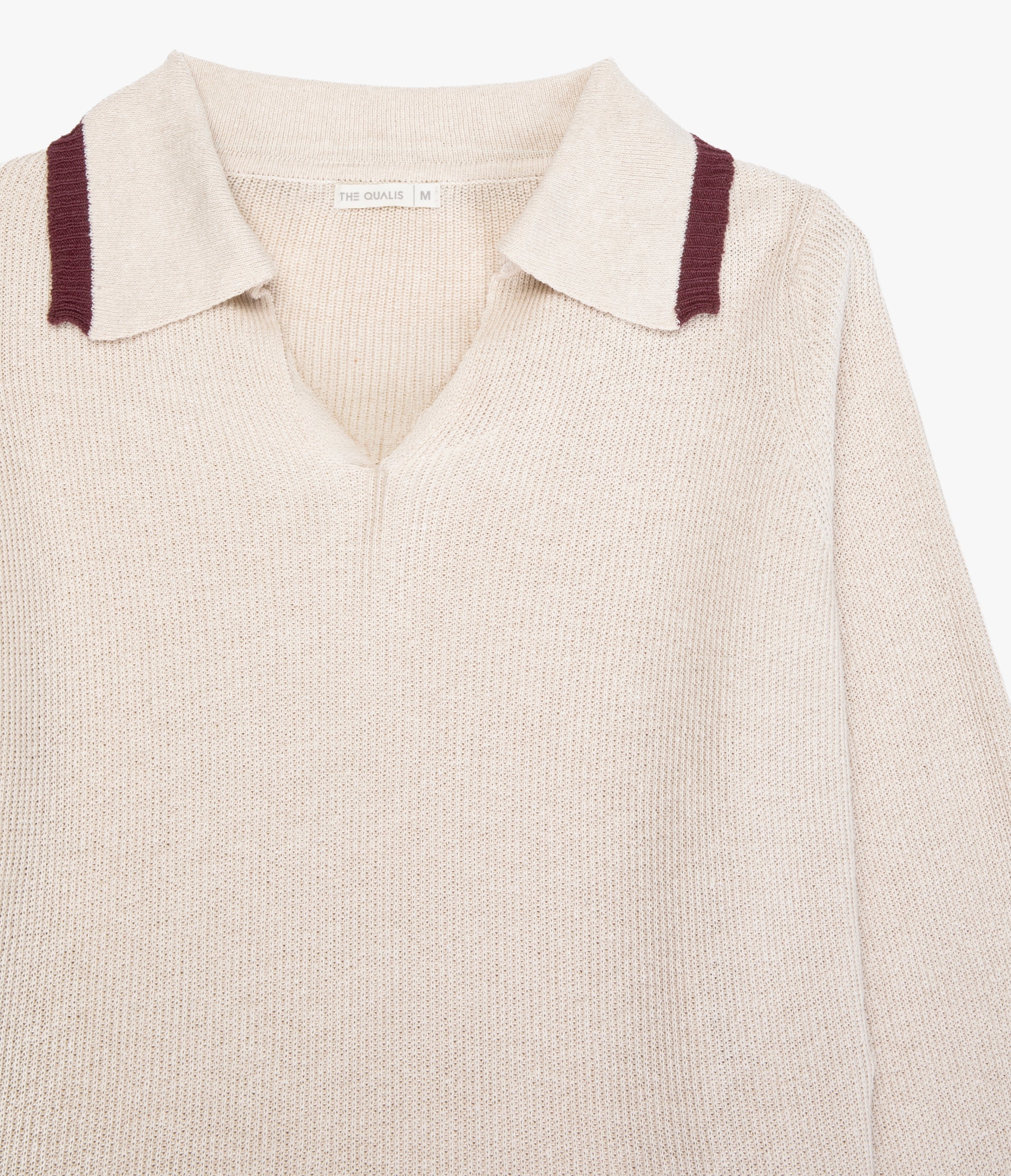 Sweater Mujer Algodón Lucca Ecru Burdeo