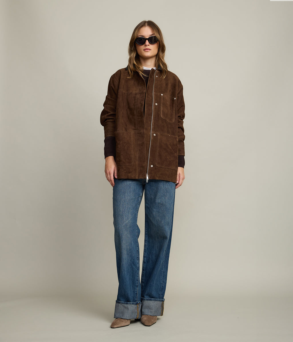 Chaqueta Mujer 100% Cuero Mara Café