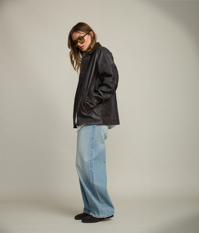 Chaqueta Mujer 100% Cuero Vintage Café