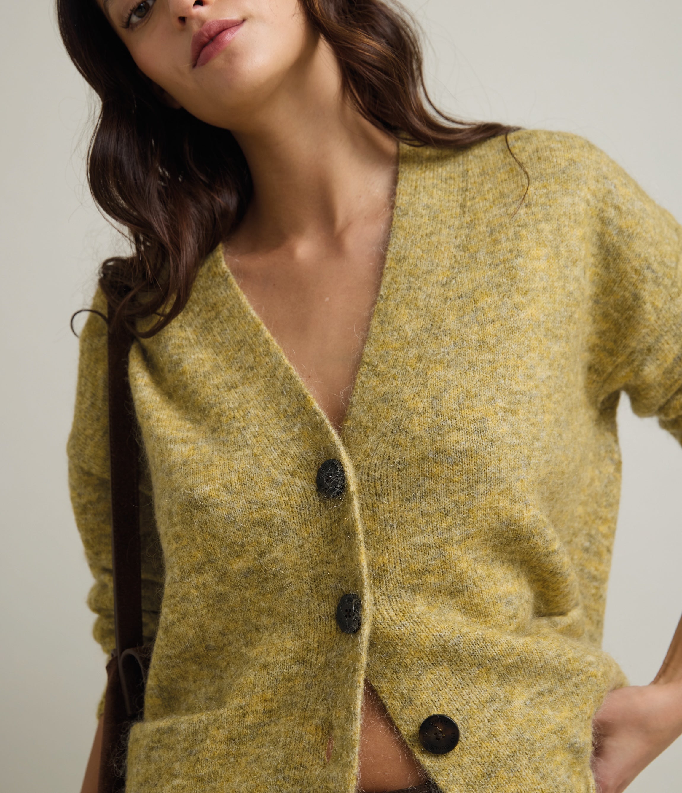Cárdigan Mujer Mohair Lana Mia Pistacho