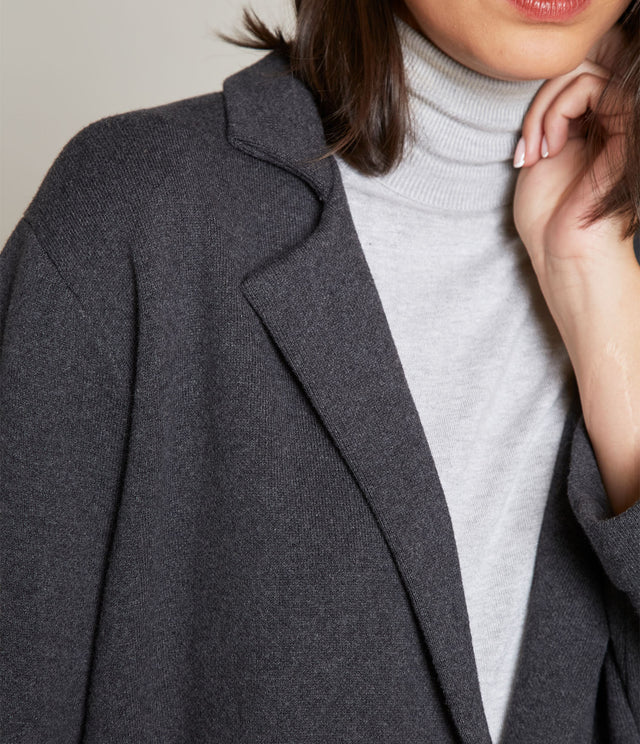 Blazer Mujer 100% Algodón Francia Gris Grafito
