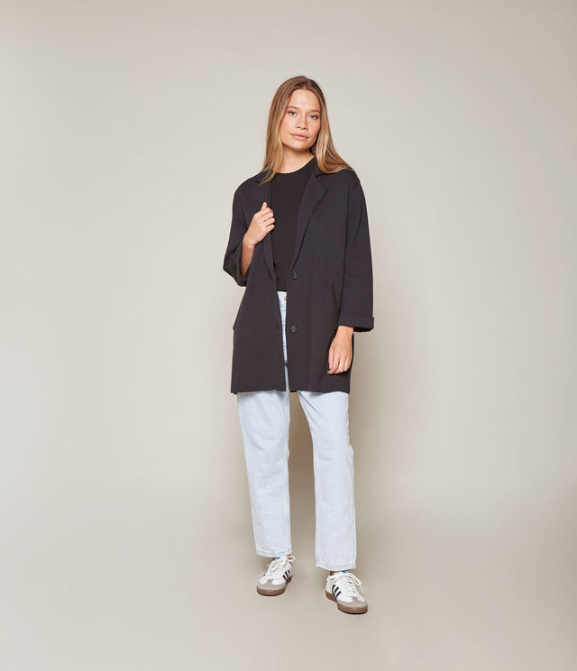 Blazer Mujer 100% Algodón Francia Negro