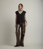 Sweater Mujer Mohair Lana Sin Mangas Café
