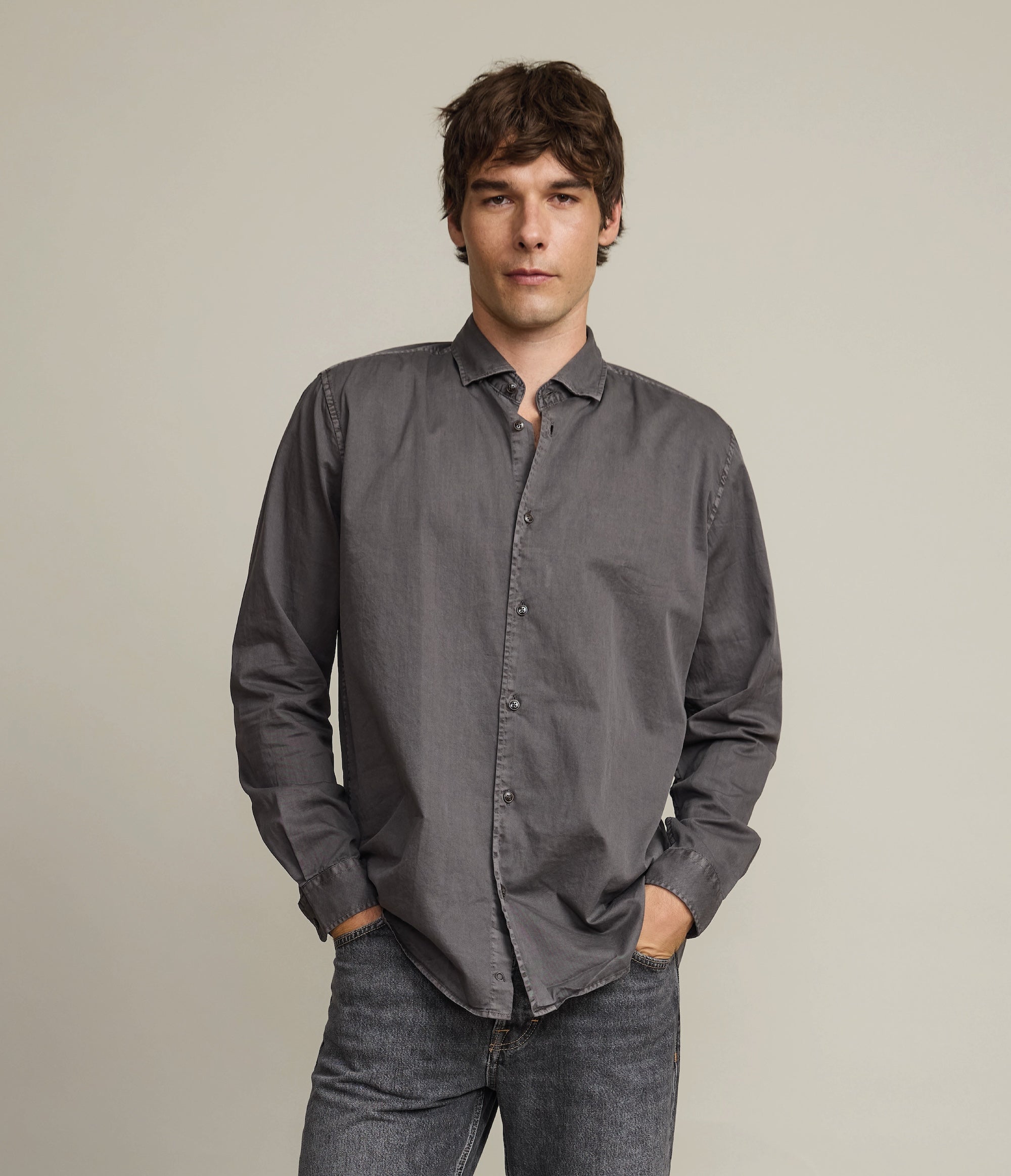 Camisa Hombre Denim Manga Larga Colt Gris