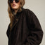 Chaqueta Mujer 100% Cuero Oversize Café