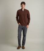 Sweater Hombre 100% Algodón Acra Half Zipper Terracota