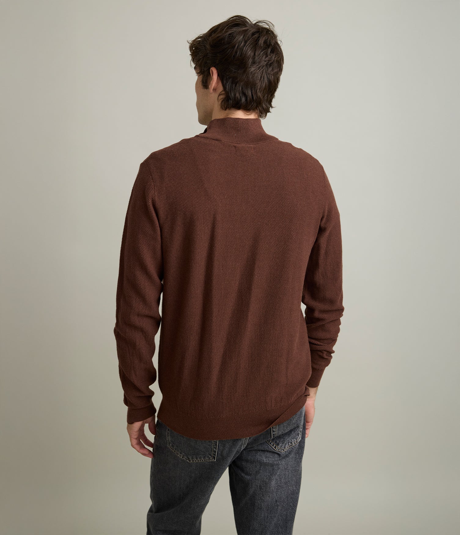 Sweater Hombre 100% Algodón Acra Half Zipper Terracota