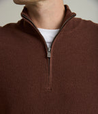 Sweater Hombre 100% Algodón Acra Half Zipper Terracota