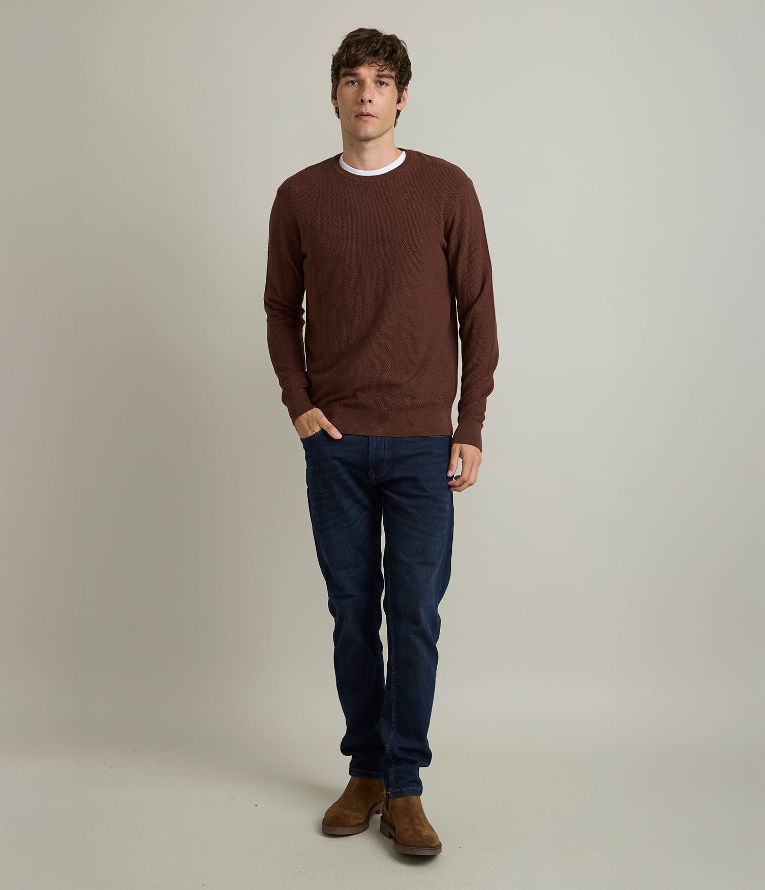 Sweater Hombre 100% Algodón Acra Terracota