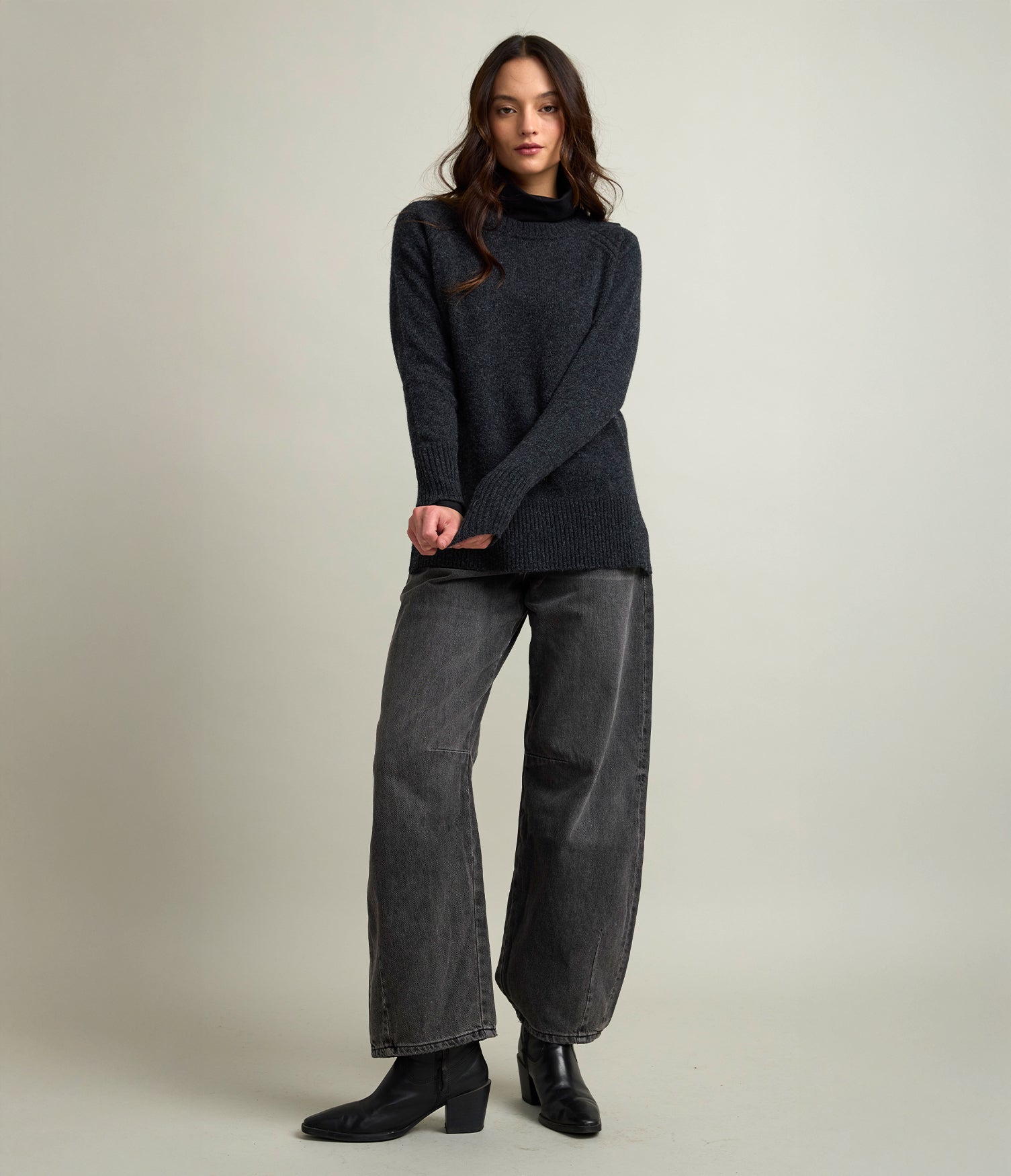 Sweater Mujer 100% Lana Anna Gris Marengo