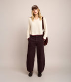 Sweater Mujer Algodón Lucca Ecru Burdeo