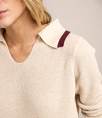 Sweater Mujer Algodón Lucca Ecru Burdeo