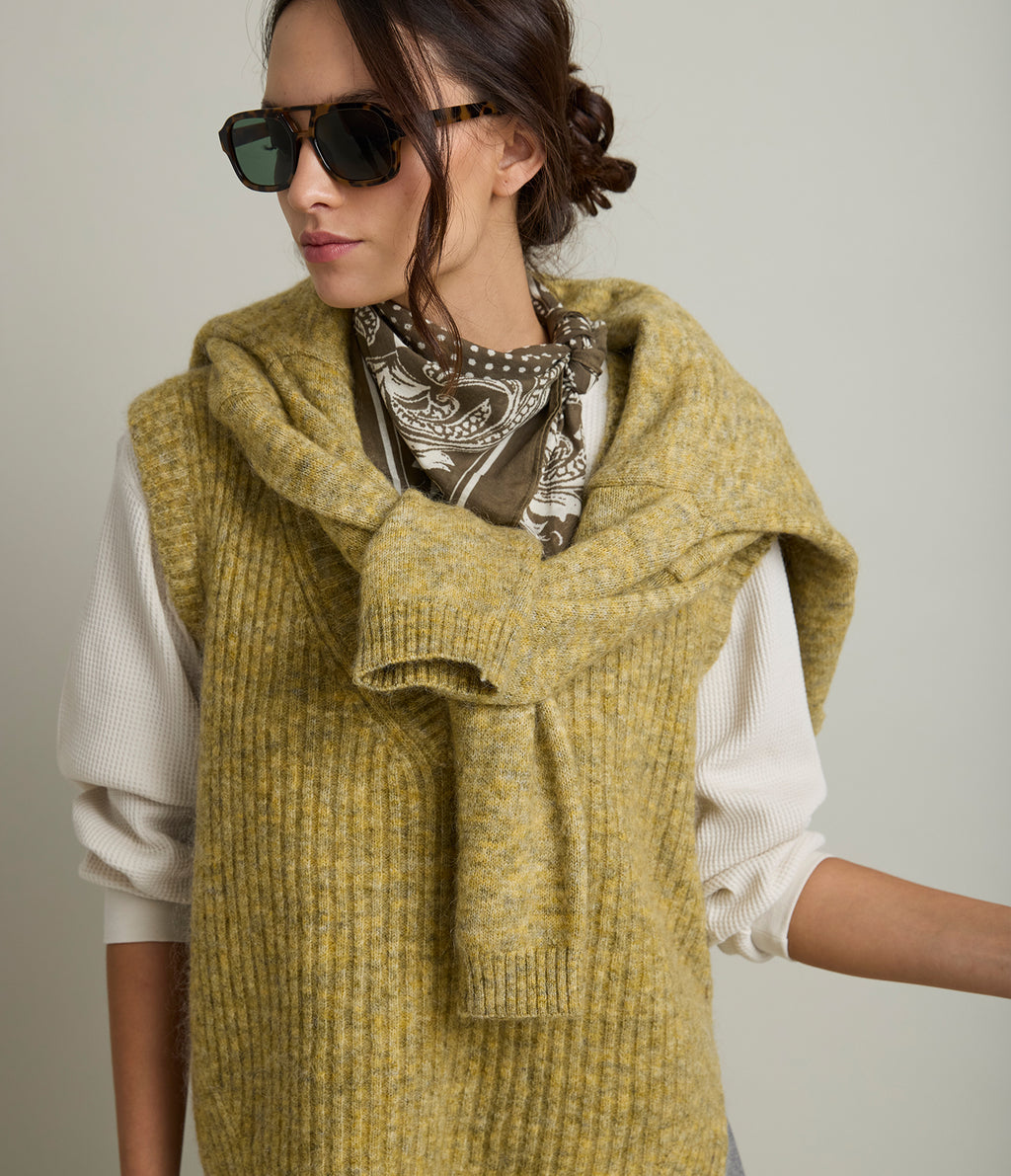 Sweater Mujer Mohair Lana Sin Mangas Pistacho