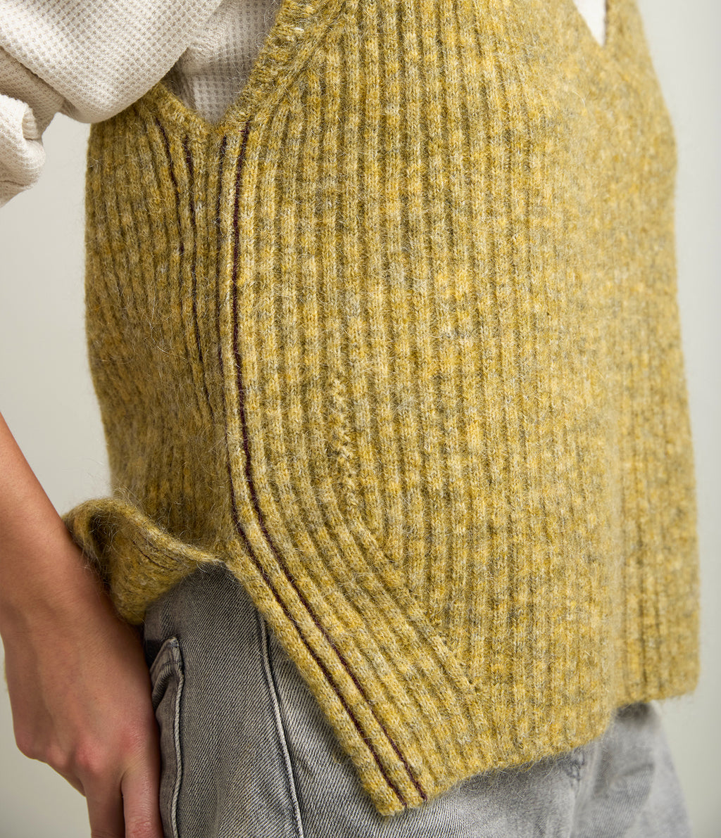 Sweater Mujer Mohair Lana Sin Mangas Pistacho