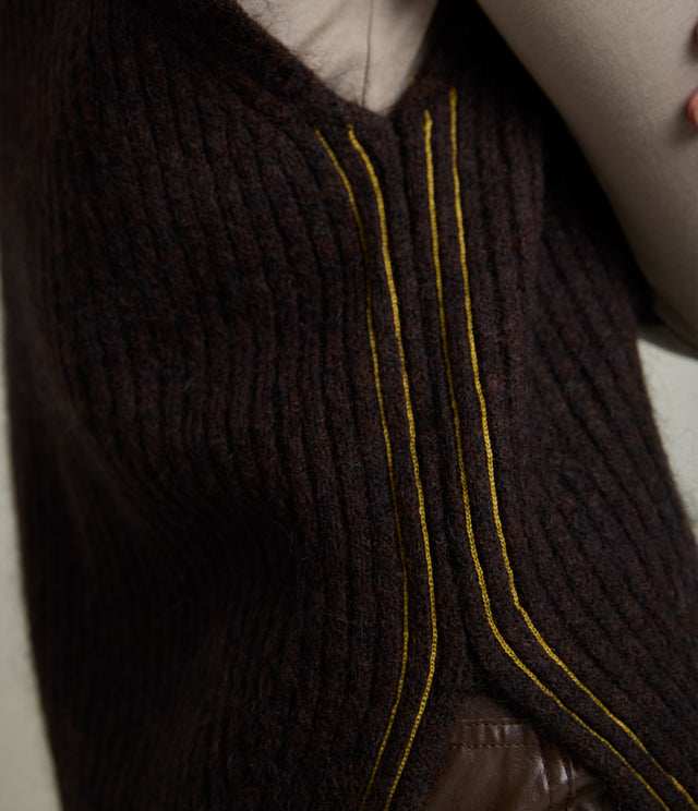 Sweater Mujer Mohair Lana Sin Mangas Café