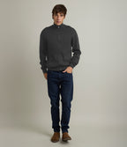 Sweater Hombre Algodón con Lana Merino Cierre Gris Marengo
