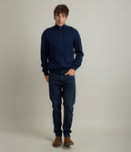 Sweater Hombre Algodón con Lana Merino Cierre Azul Marino