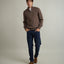 Sweater Hombre Algodón con Lana Merino Medio Cierre Café