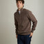 Sweater Hombre Algodón con Lana Merino Medio Cierre Café