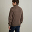 Sweater Hombre Algodón con Lana Merino Medio Cierre Café