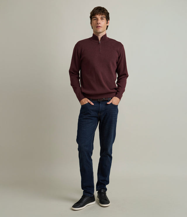 Sweater Hombre Tokio Half Zipper Burdeo
