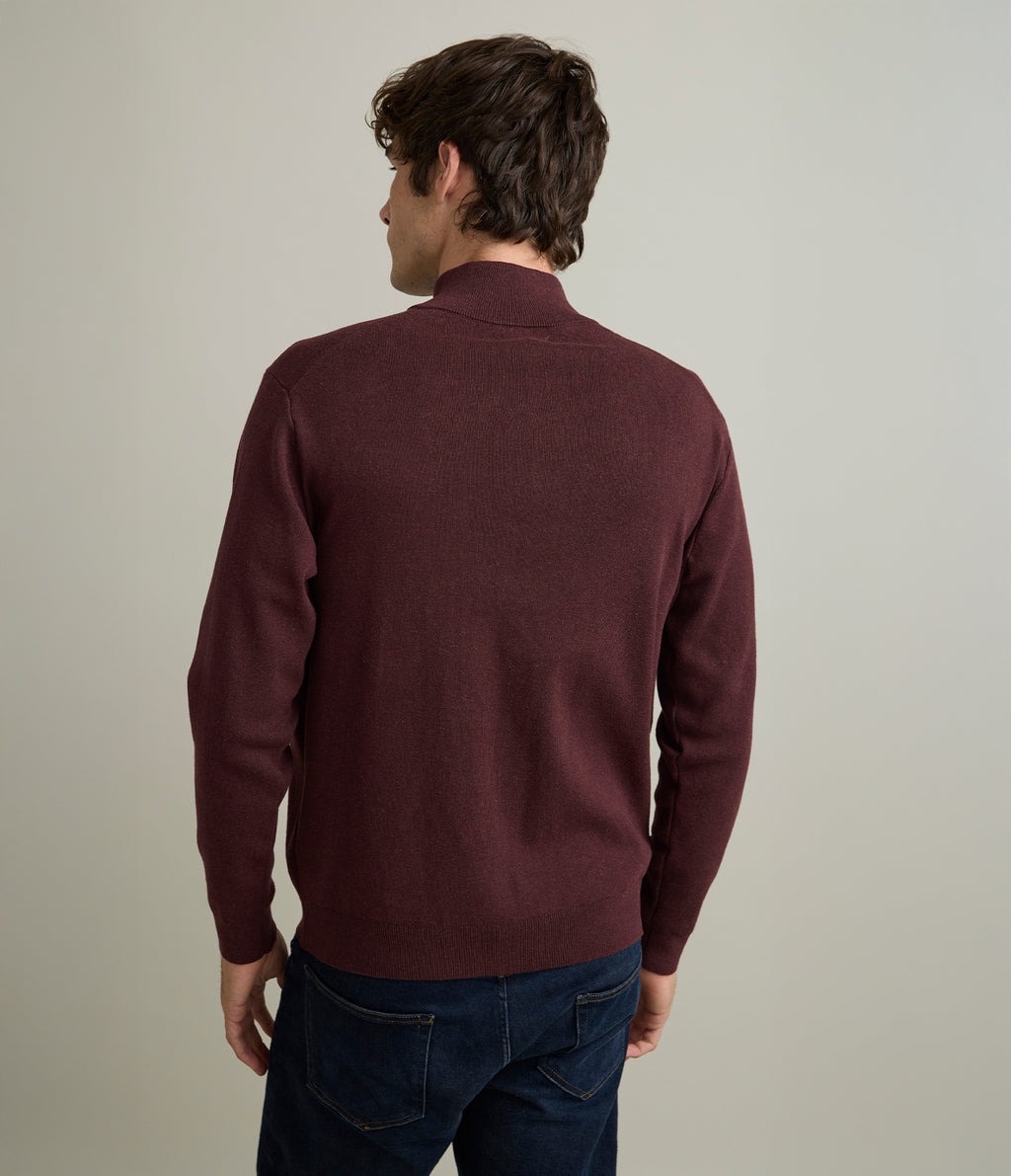 Sweater Hombre Tokio Half Zipper Burdeo