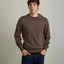 Sweater Hombre Algodón con Lana Merino Cuello Redondo Café