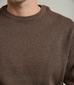 Sweater Hombre Algodón con Lana Merino Cuello Redondo Café