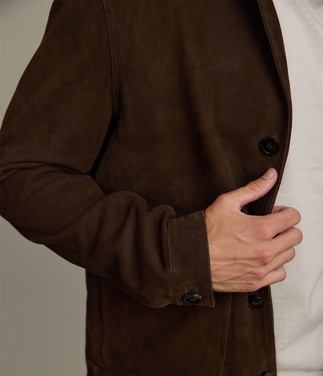 Chaqueta Hombre 100% Cuero Gamuza Café Matias