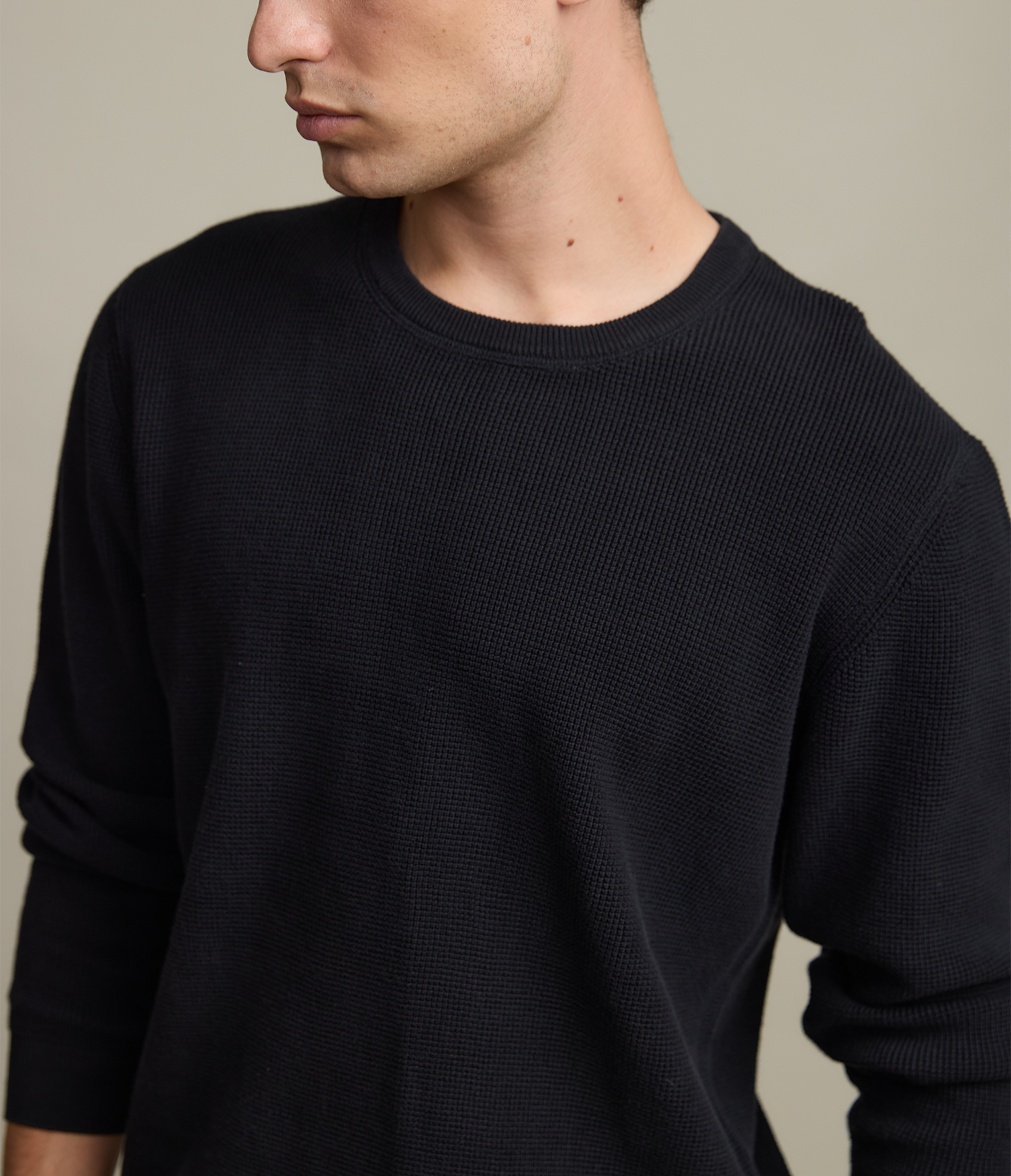 Sweater Hombre 100% algodón Waffle Negro